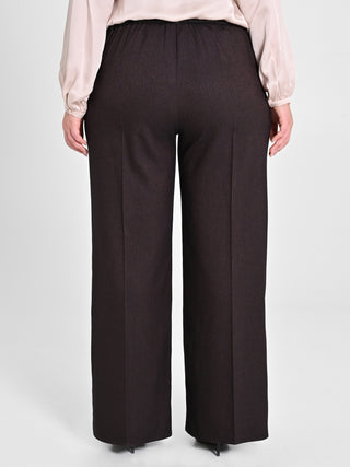Pantaloni Curvy in Poliviscosa Marrone