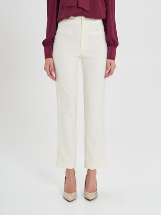 Pantaloni Bianchi in Cadi Operato