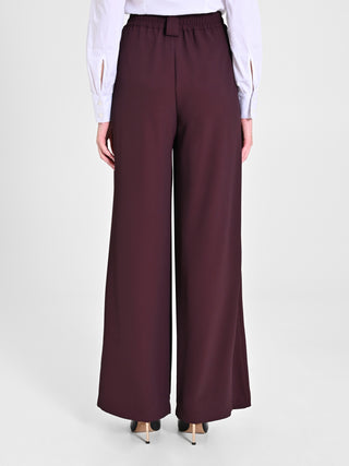 Pantaloni ampi color Melanzana