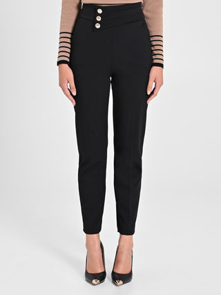 Pantaloni Neri con Bottoni