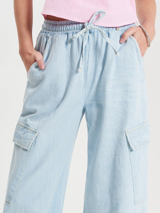 Pantaloni Cargo in Denim Chiaro