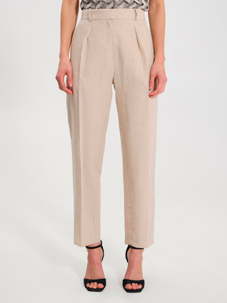 Pantaloni in Lino Beige