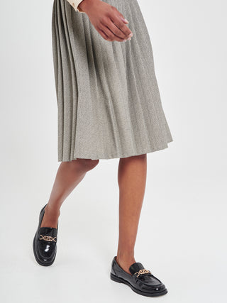 Gonna Plissé Pied-de-Poule