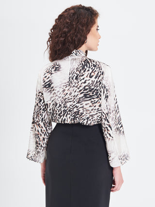 Blusa Curvy Animalier con Fiocco