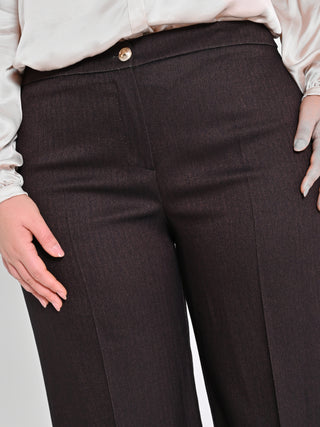Pantaloni Curvy in Poliviscosa Marrone