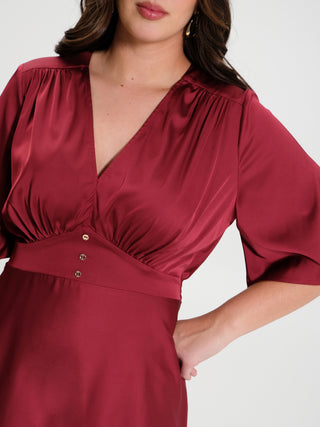 Elisa d'Ospina X Rinascimento Curvy | Abito Midi Bordeaux