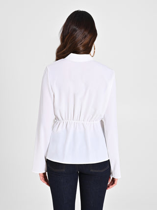 Blusa Bianca con Drappeggio