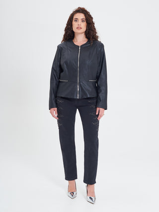 Giubbino Curvy in similpelle con Baschina