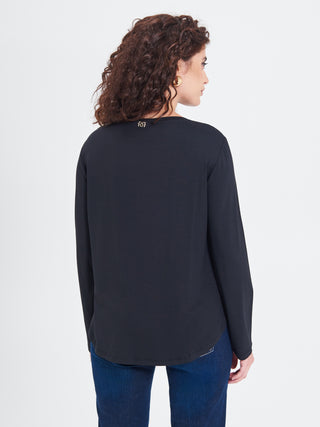 Blusa Curvy Envers Satin Nera