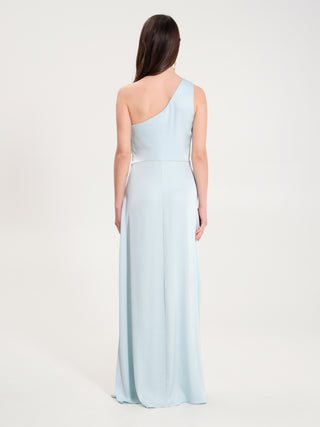 Abito Lungo in Raso Verde Acqua