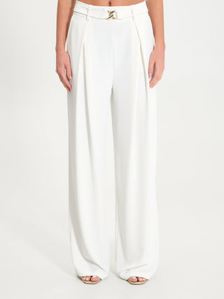 Pantaloni Fluidi con Fibbia Catena