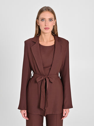 Giacca Vestaglia in Envers Satin Marrone