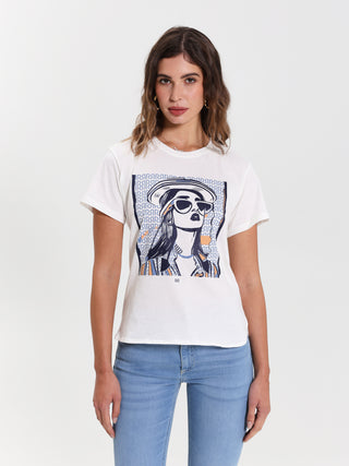 T-shirt in Cotone con Stampa