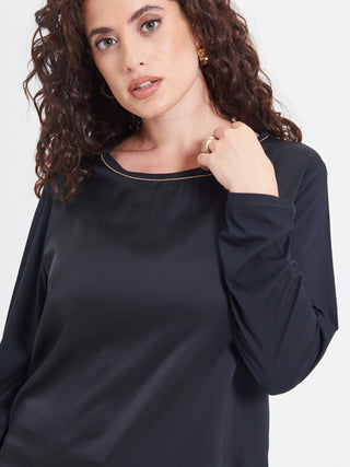 Blusa Curvy Envers Satin Nera