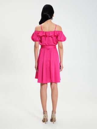 Abito con Rouches Fuxia