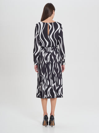 Abito Plissè stampa Onde Black & White