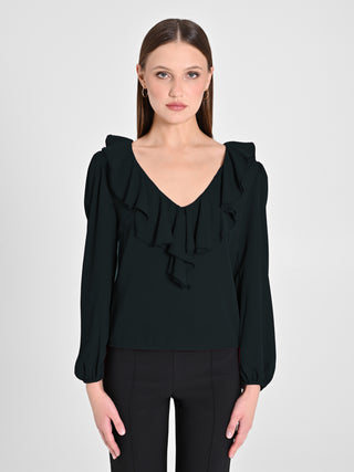 Blusa Nera con Rouche