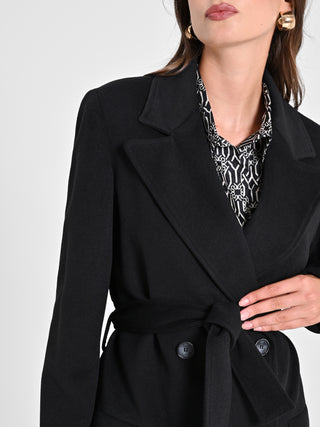 Maxi Cappotto Nero con Cintura