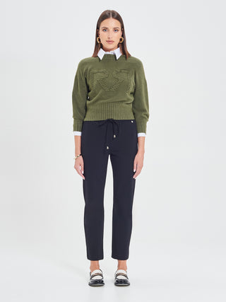 Pantaloni in Punto Milano Nero