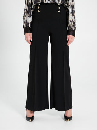 Pantaloni Curvy con Bottoni Dorati