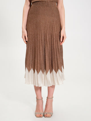 Gonna Plissè con Lurex Marrone