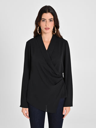 Blusa Nera con Drappeggio