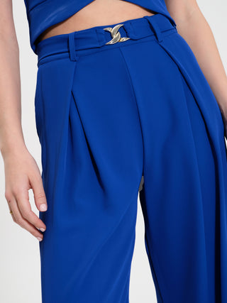 Pantaloni Fluidi con Fibbia Catena