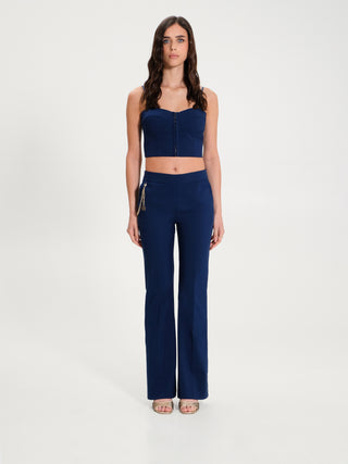 Pantaloni a Zampa in Gabardina