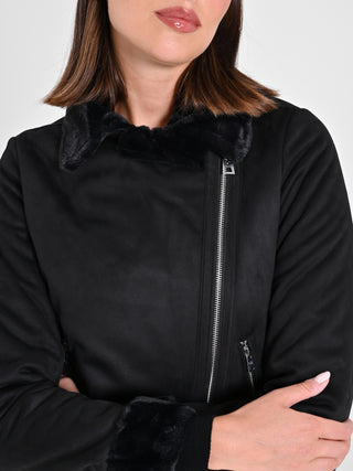 Chiodo effetto Scamosciato Nero