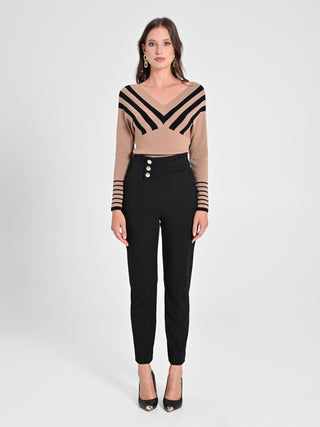 Pantaloni Neri con Bottoni