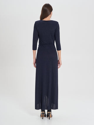 Abito Lungo Blu Lurex