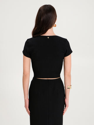 T-shirt Crop Elasticizzata Nero