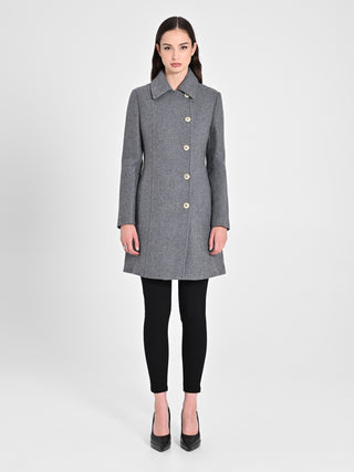 Cappotto Grigio con Bottoni Dorati