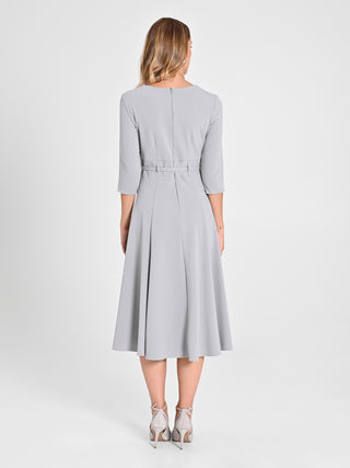 Abito Grigio con Cintura Ricoperta