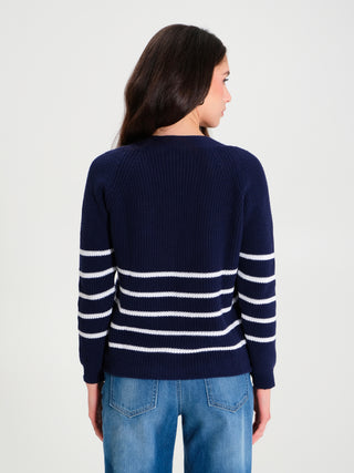 Cardigan in Cotone a Righe con Bottoni