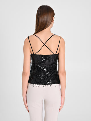 Top Paillettes Frange