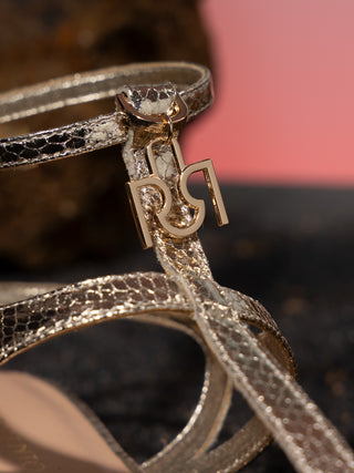 Sandali Infradito Bassi Pitone Oro