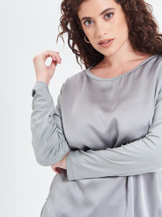 Blusa Curvy Envers Satin Grigia
