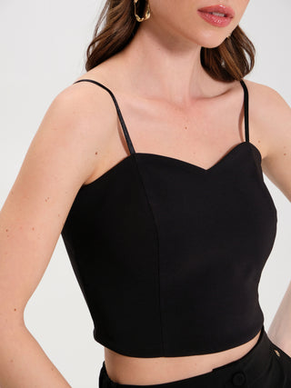 Top Crop Scollo a Cuore Nero