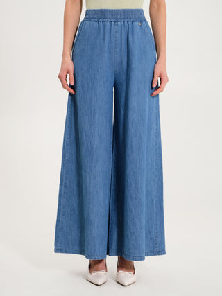Pantaloni Palazzo Denim Azzurro