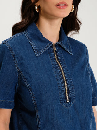 Abito in Denim Trapezio Blu