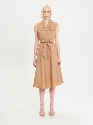 Chemisier in Cotone Beige Biscotto