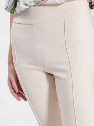 Pantaloni Flared in Tessuto Tecnico Beige