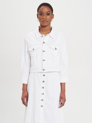 Giubbino Denim Corto Bianco