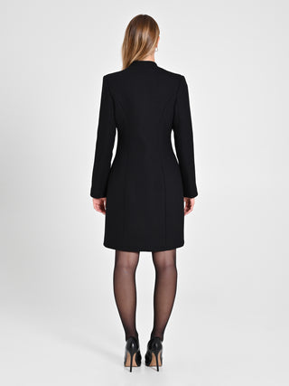 Cappotto Nero con Collo in Piedi