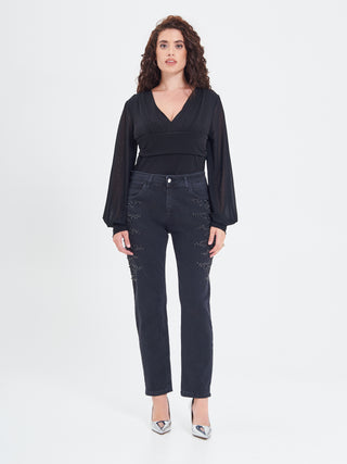 Jeans Curvy Borchie & Strass
