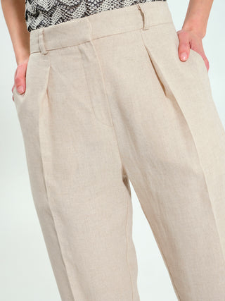 Pantaloni in Lino Beige
