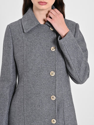 Cappotto Grigio con Bottoni Dorati
