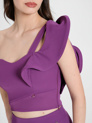 Top Monospalla con Rouche Viola Melanzana