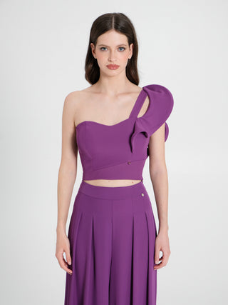 Top Monospalla con Rouche Viola Melanzana